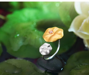 TWO TONE SILVER AVENTURINE RING