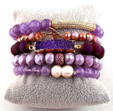 Amethyst & Pearl Set Bracelets