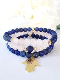 Lapiz Lazuli, Rose Quartz Set Bracelets