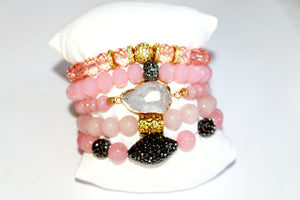 Rose Quartz Stone Set Bracelets