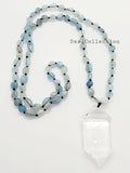 Natural Aguamarine Necklace Quartz Pendant.