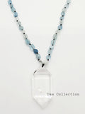 Natural Aguamarine Necklace Quartz Pendant.