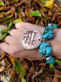 Turquoise Street Bracelet w/ Charm Bible Verse ( Geremiah 31.3)