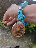 Turquoise Street Bracelet w/ Charm Bible Verse ( Geremiah 31.3)