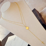 Stainlees Steel Double Necklace W/Cross