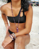 Amethyst Stone Long Necklace W/ Pendant